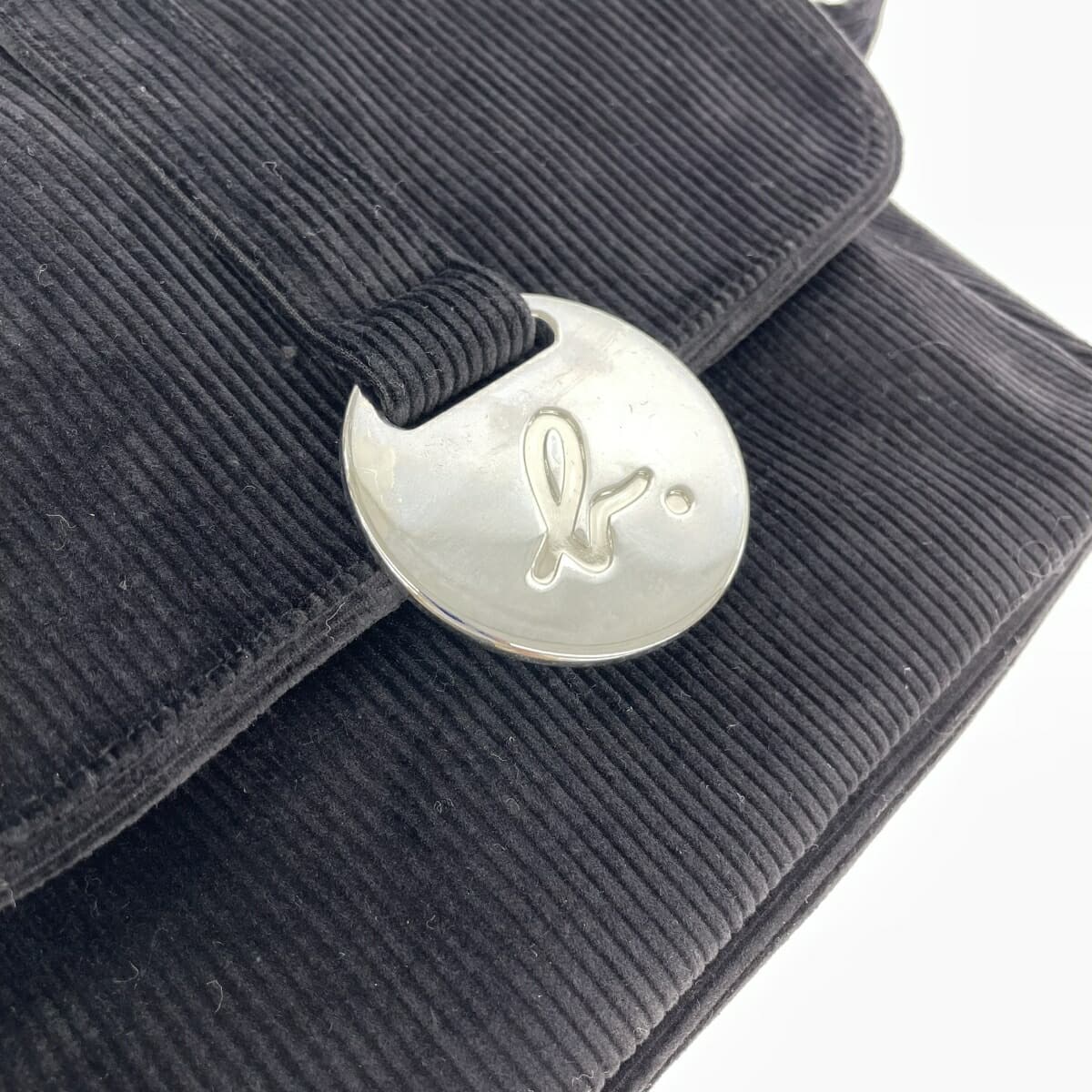 agnes b. Agnes B. shoulder bag black corduroy women's crossbody bag 7