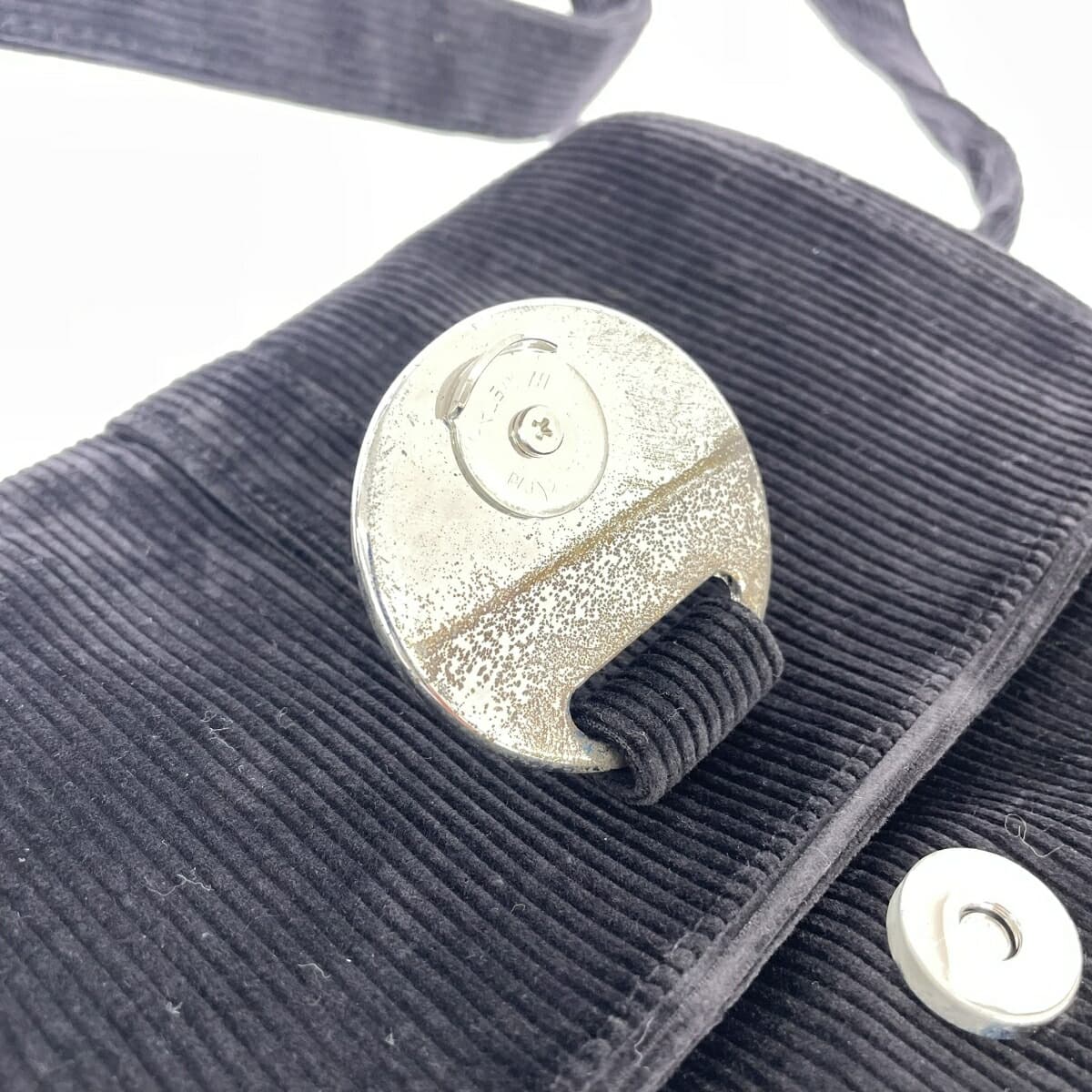 agnes b. Agnes B. shoulder bag black corduroy women's crossbody bag 8