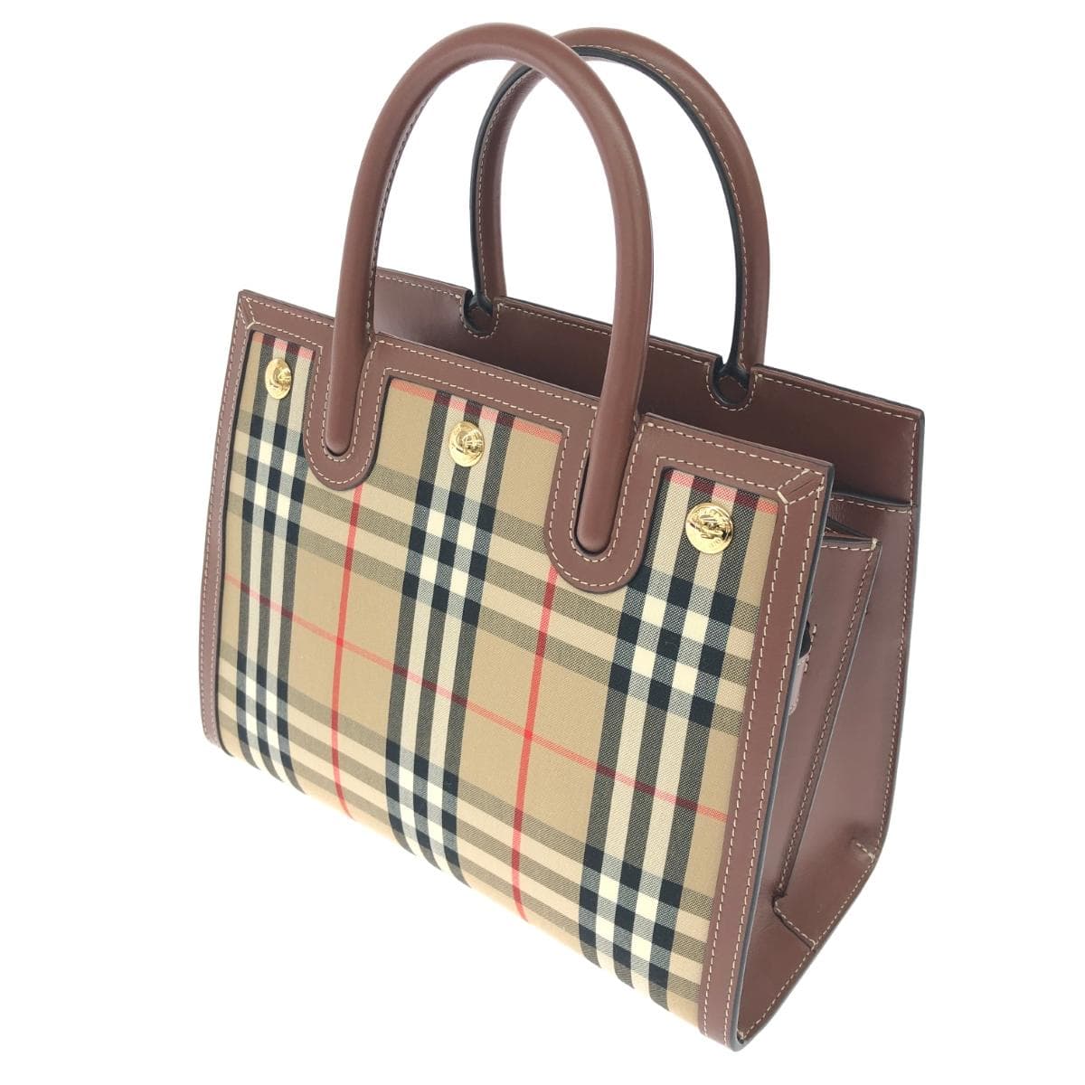 BURBERRY LONDON Burberry London Title Mini 2WAY Bag Excellent Condition 8025267 Beige Leather Vintage Check Women's Multi-functional 3