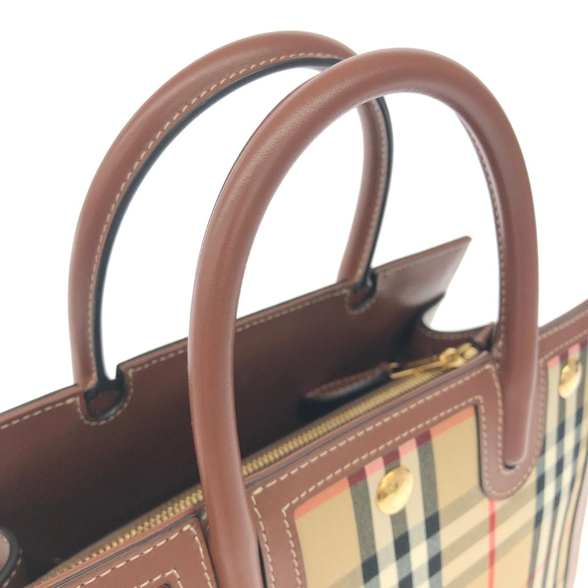 BURBERRY LONDON Burberry London Title Mini 2WAY Bag Excellent Condition 8025267 Beige Leather Vintage Check Women's Multi-functional 4