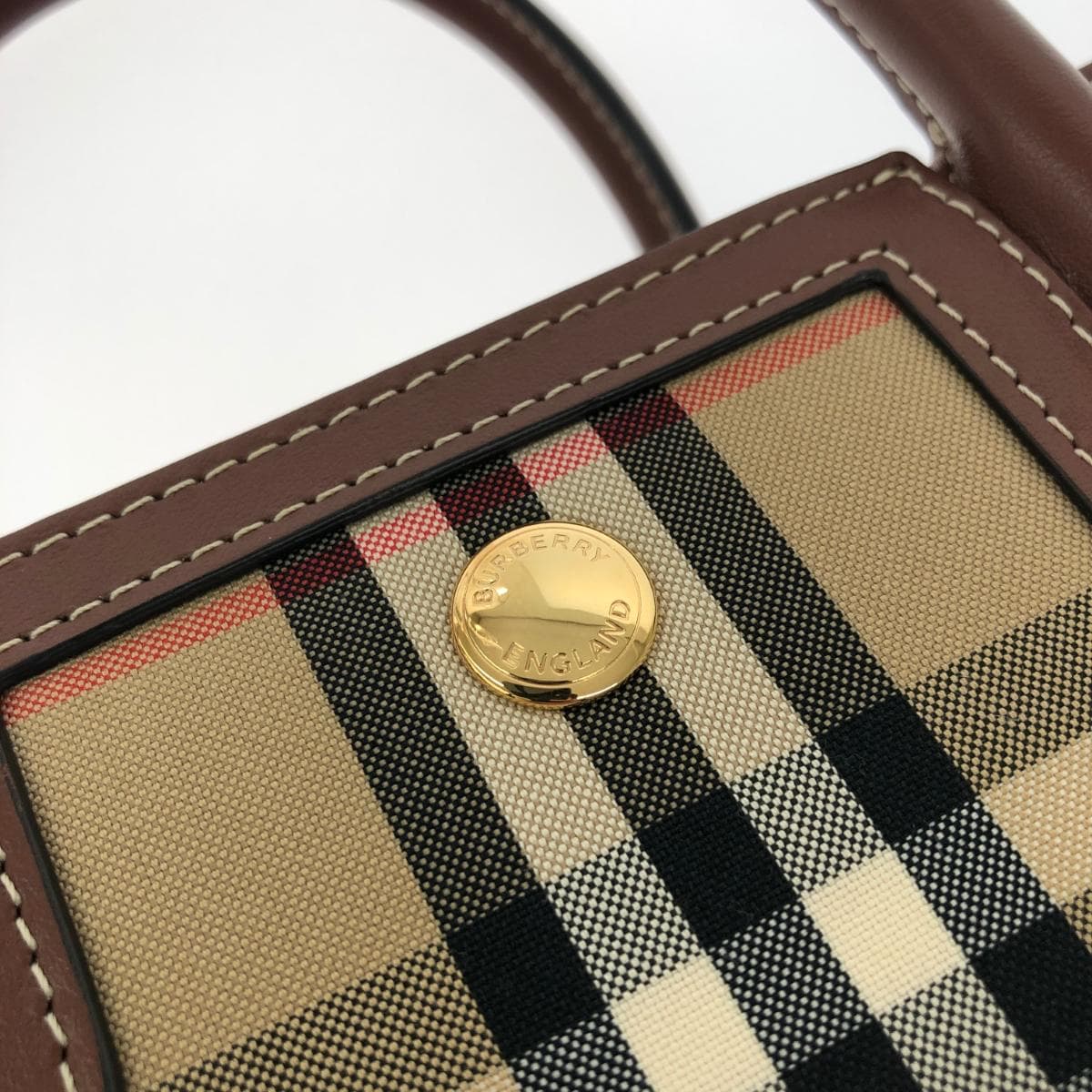 BURBERRY LONDON Burberry London Title Mini 2WAY Bag Excellent Condition 8025267 Beige Leather Vintage Check Women's Multi-functional 7