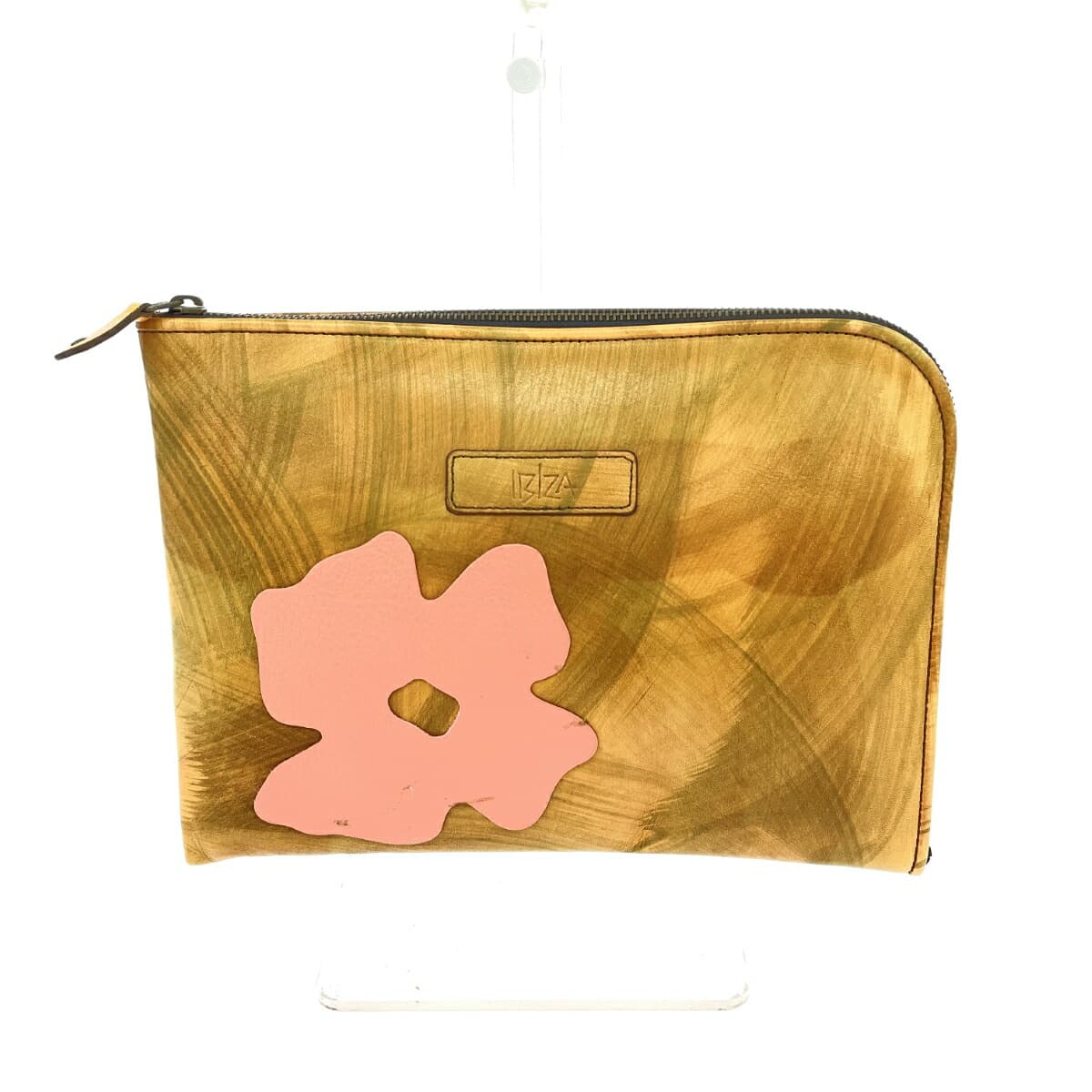 IBIZA Ibiza Clutch Bag Beige Leather Flower Design Women's Second Bag Bag Handbag Camel