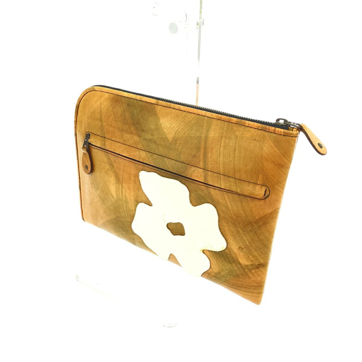 IBIZA Ibiza Clutch Bag Beige Leather Flower Design Women's Second Bag Bag Handbag Camel 3