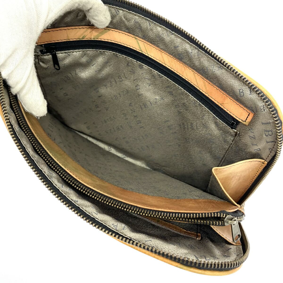 IBIZA Ibiza Clutch Bag Beige Leather Flower Design Women's Second Bag Bag Handbag Camel 7