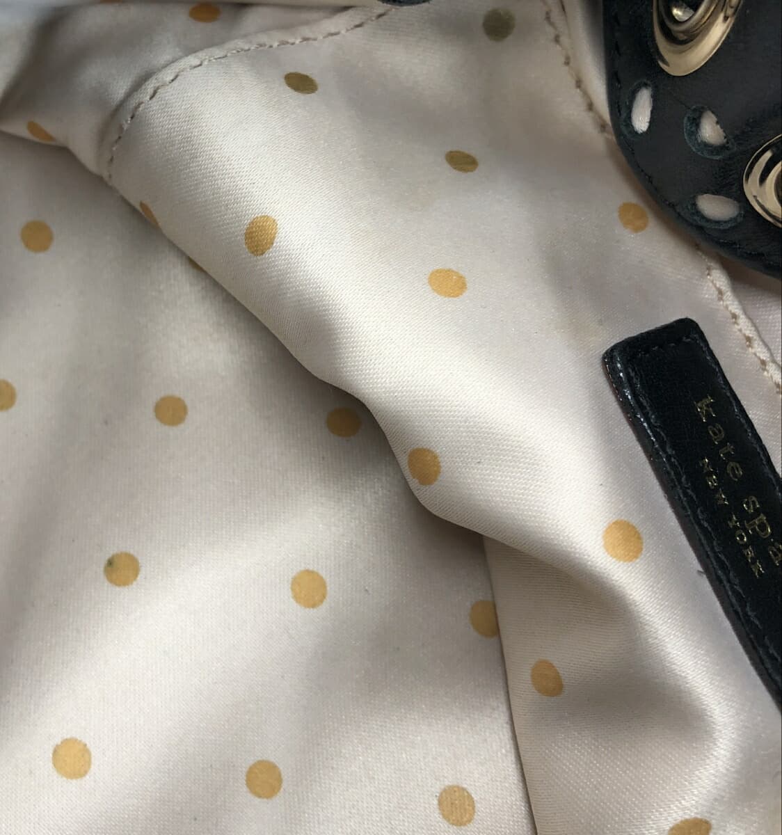 Kate Spade drawstring mini tote bag tote bag black leather punching ladies bag 10