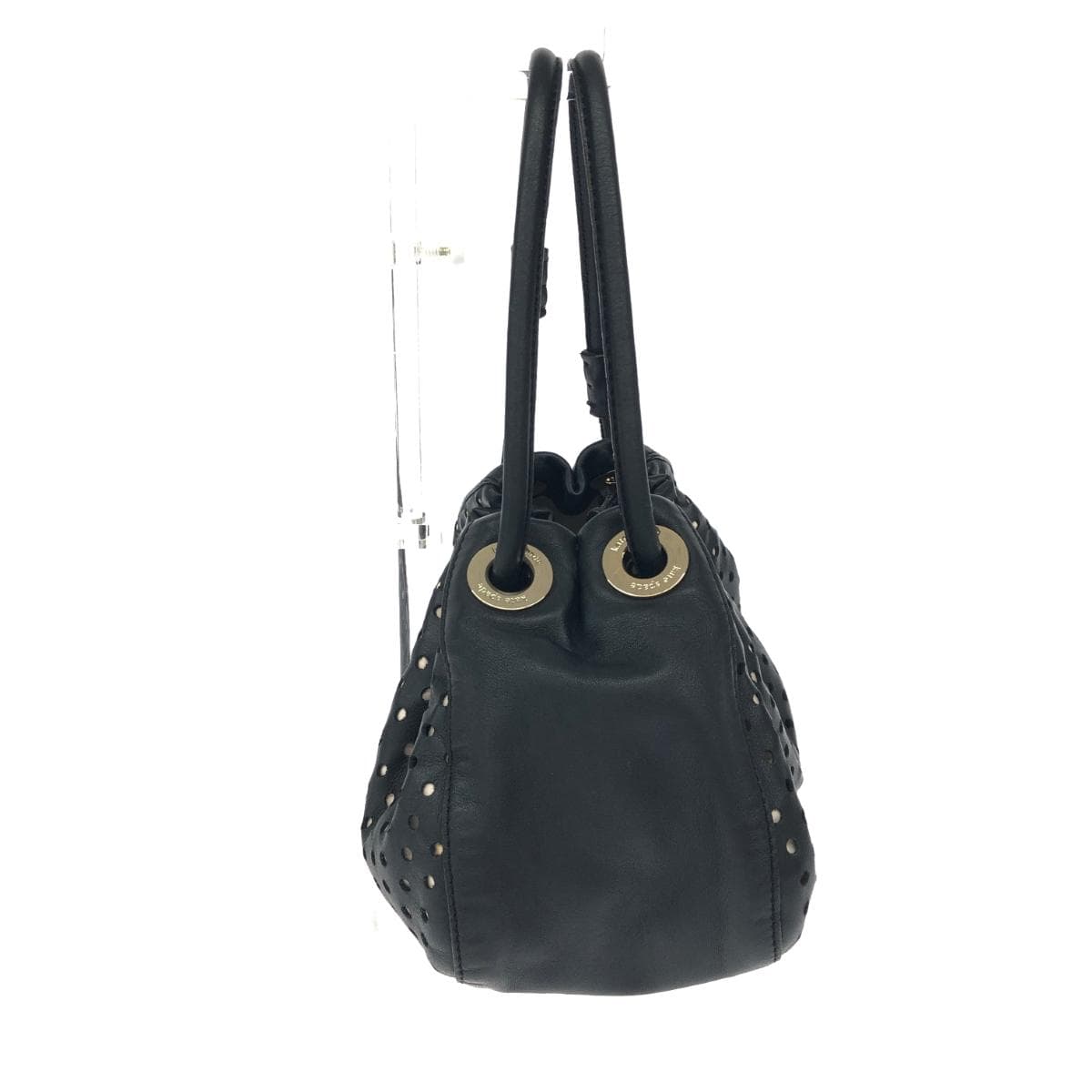 Kate Spade drawstring mini tote bag tote bag black leather punching ladies bag 2