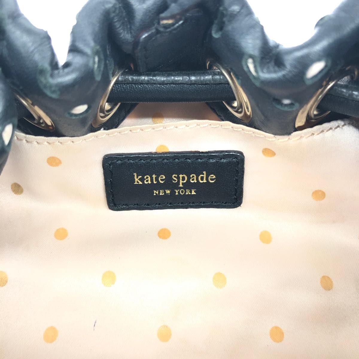 Kate Spade drawstring mini tote bag tote bag black leather punching ladies bag 6