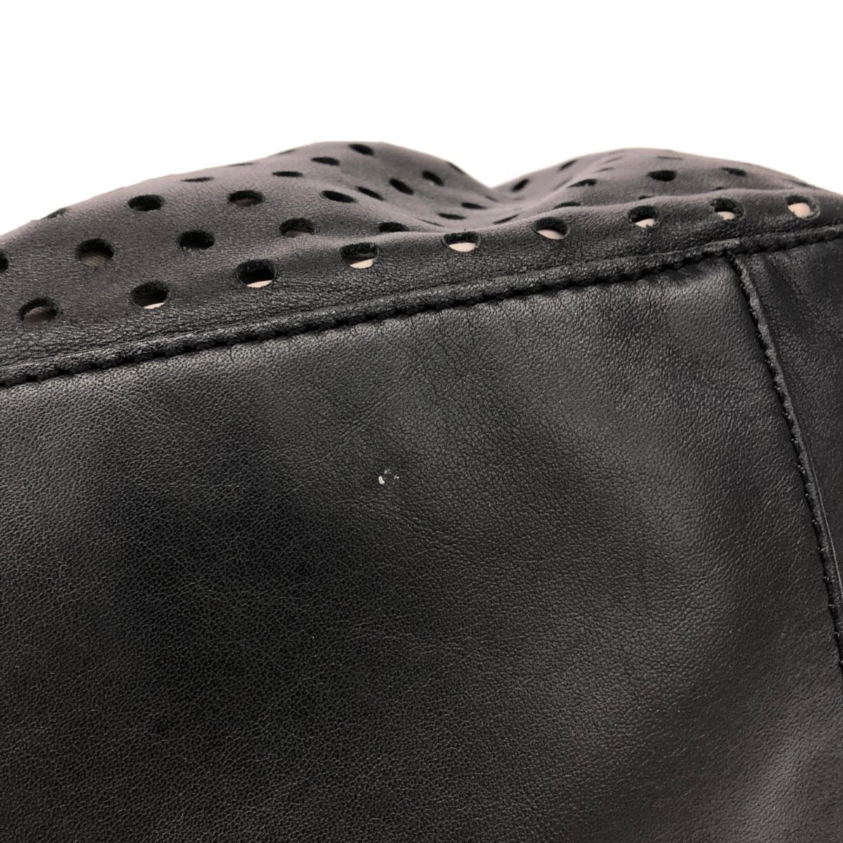 Kate Spade drawstring mini tote bag tote bag black leather punching ladies bag 9