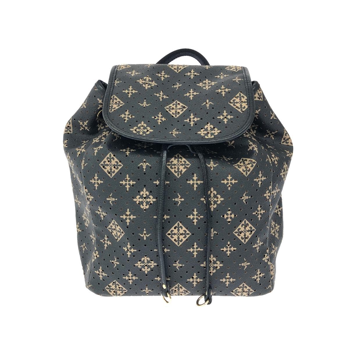 Russet Rassit Backpack Black PVC Monogram Punching Women's Backpack Bag