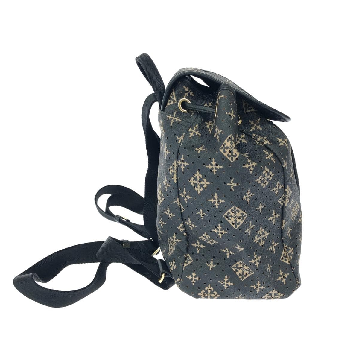 Russet Rassit Backpack Black PVC Monogram Punching Women's Backpack Bag 2