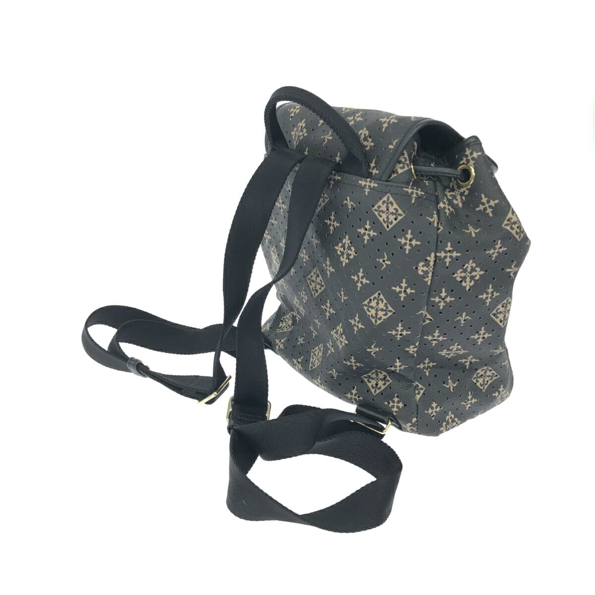 Russet Rassit Backpack Black PVC Monogram Punching Women's Backpack Bag 3