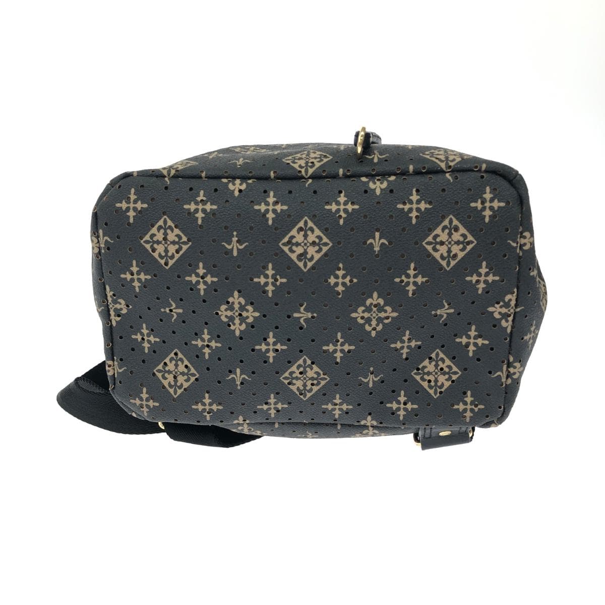 Russet Rassit Backpack Black PVC Monogram Punching Women's Backpack Bag 4