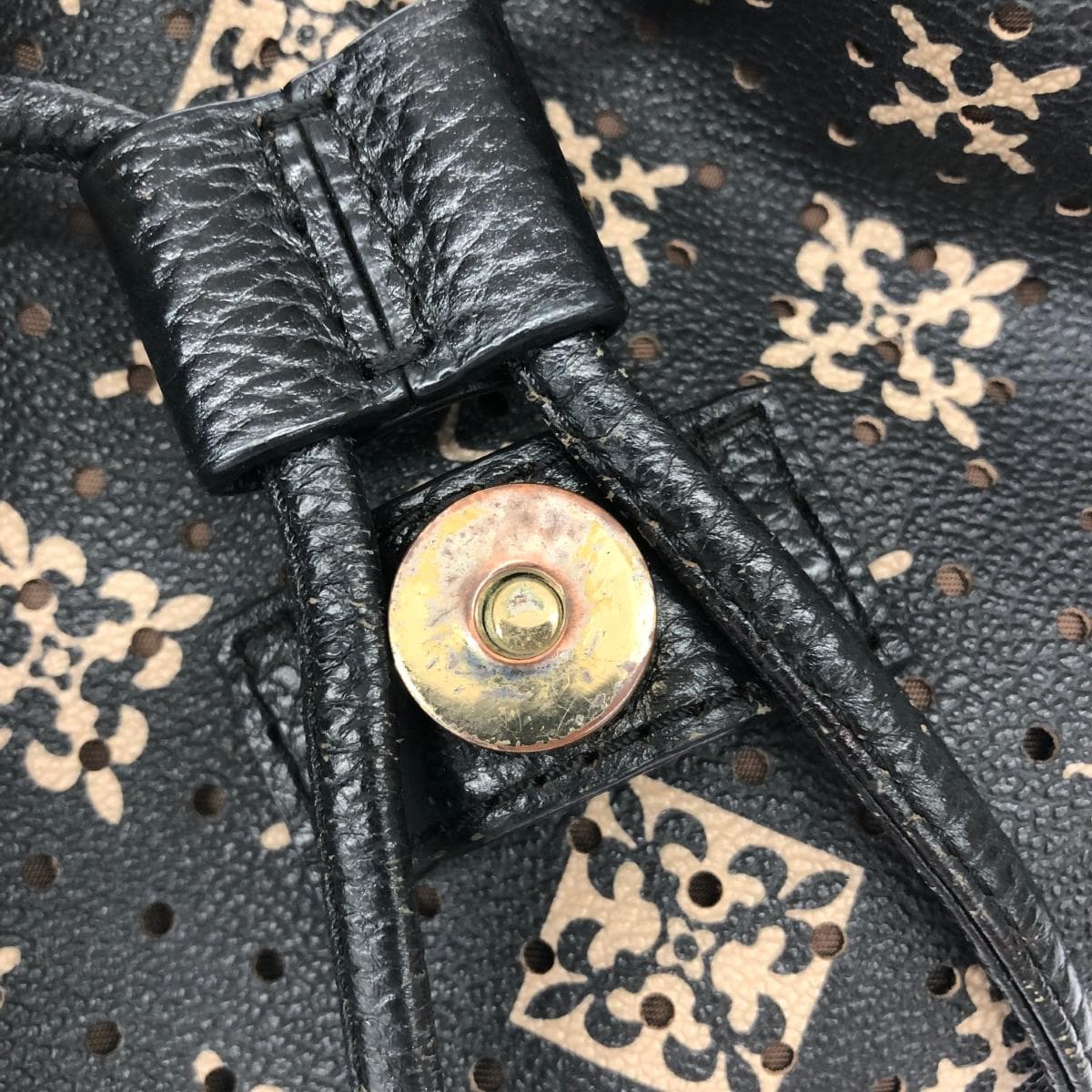 Russet Rassit Backpack Black PVC Monogram Punching Women's Backpack Bag 7