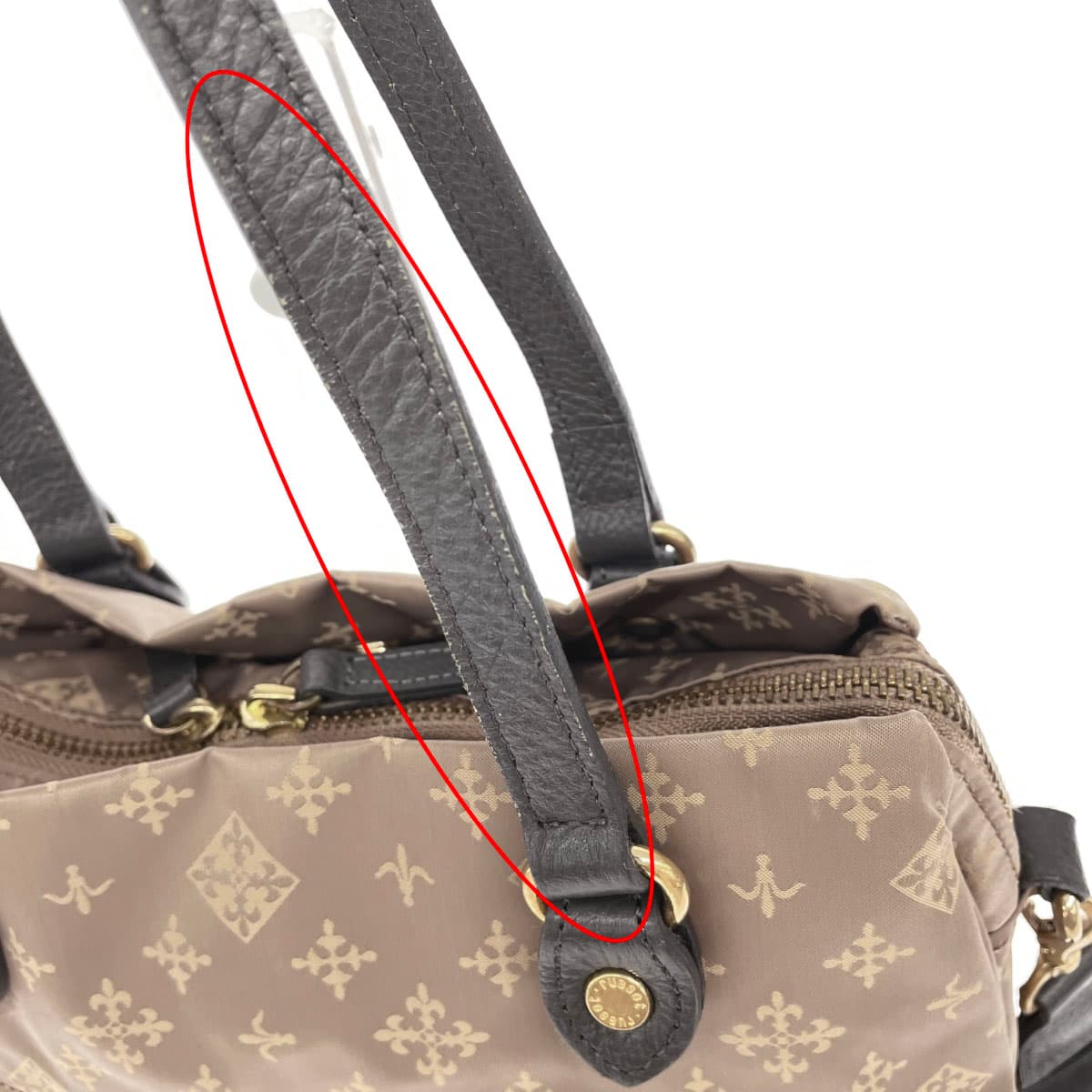 russet Lattice 2WAY Tote Bag Beige Nylon Monogram Ladies bag 7