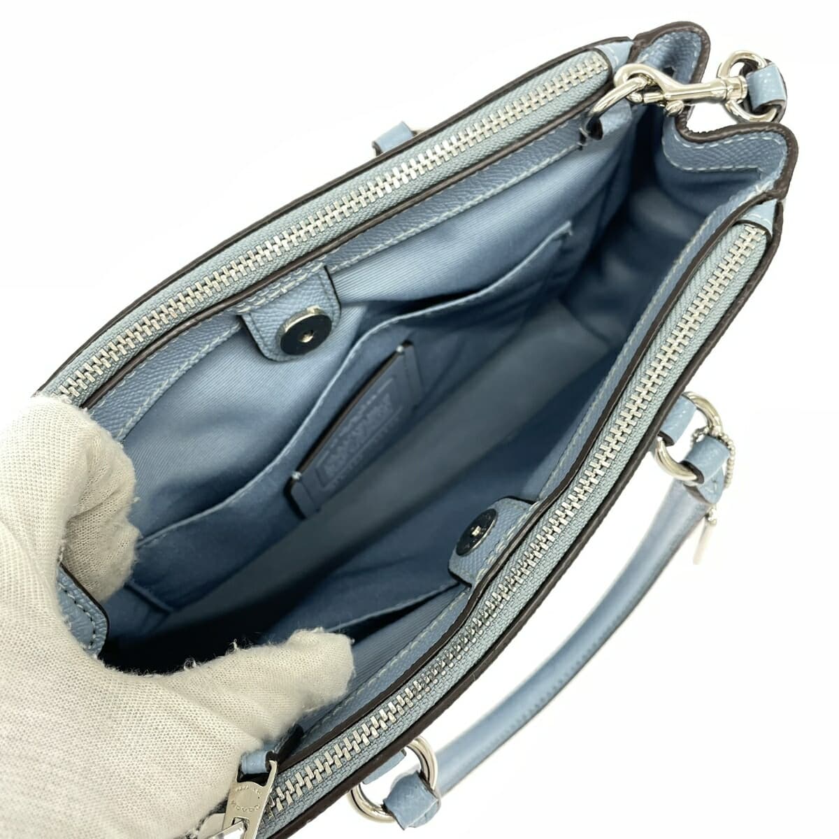 COACH 2WAY Handbag 2WAY Bag F44962 Blue Leather Women's Multifunctional Bag Carry-All Light Blue 8