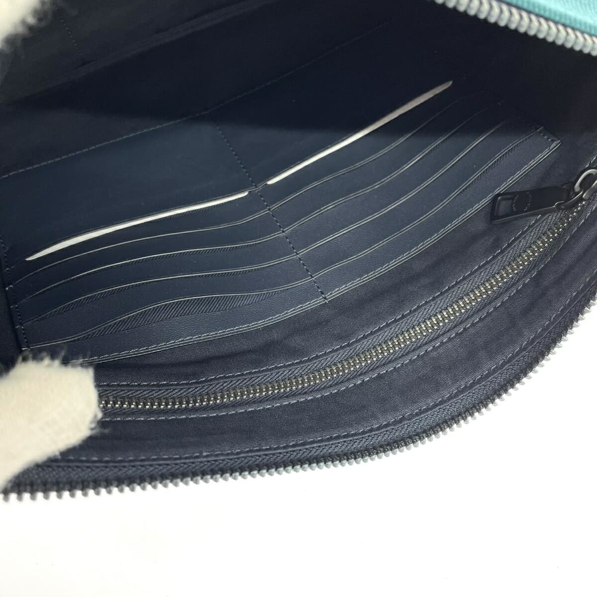 COACH clutch bag in good condition C7948G green canvas logo ladies second bag bag purse emerald 7