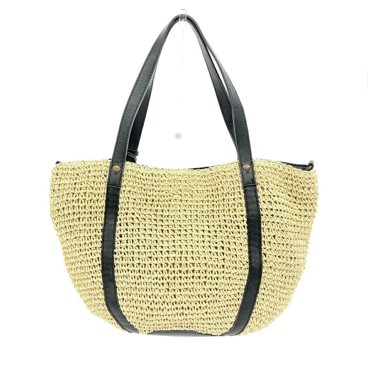 Folna Paper Leather Handle Tote Bag in Good Condition Beige Basket Women's Beauty & Youth United Arrows Exclusive