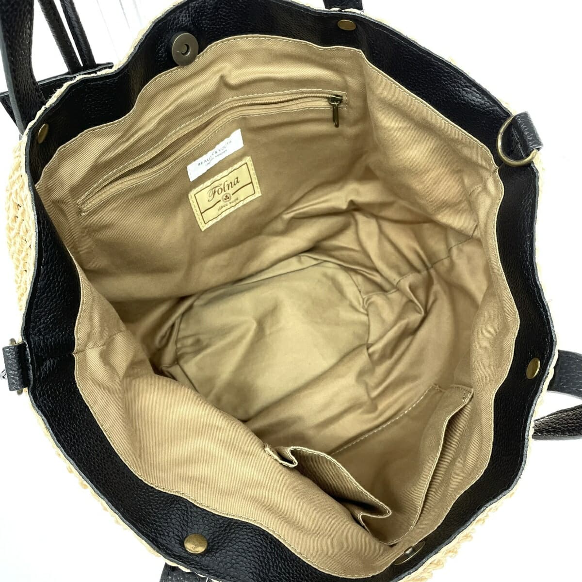 Folna Paper Leather Handle Tote Bag in Good Condition Beige Basket Women's Beauty & Youth United Arrows Exclusive 6