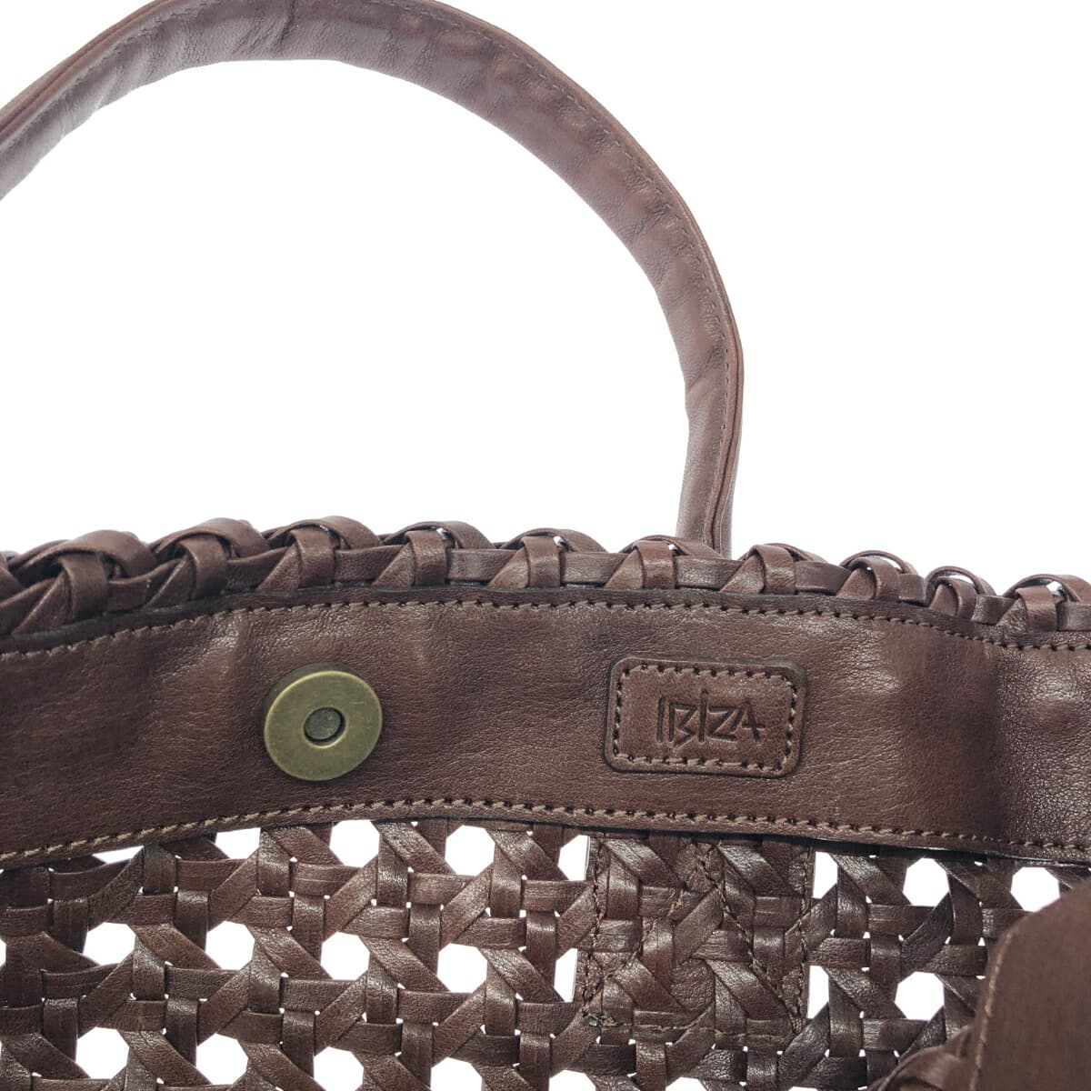 IBIZA Ibiza Artesania Handbag Brown Leather Mesh Women's Bag 5