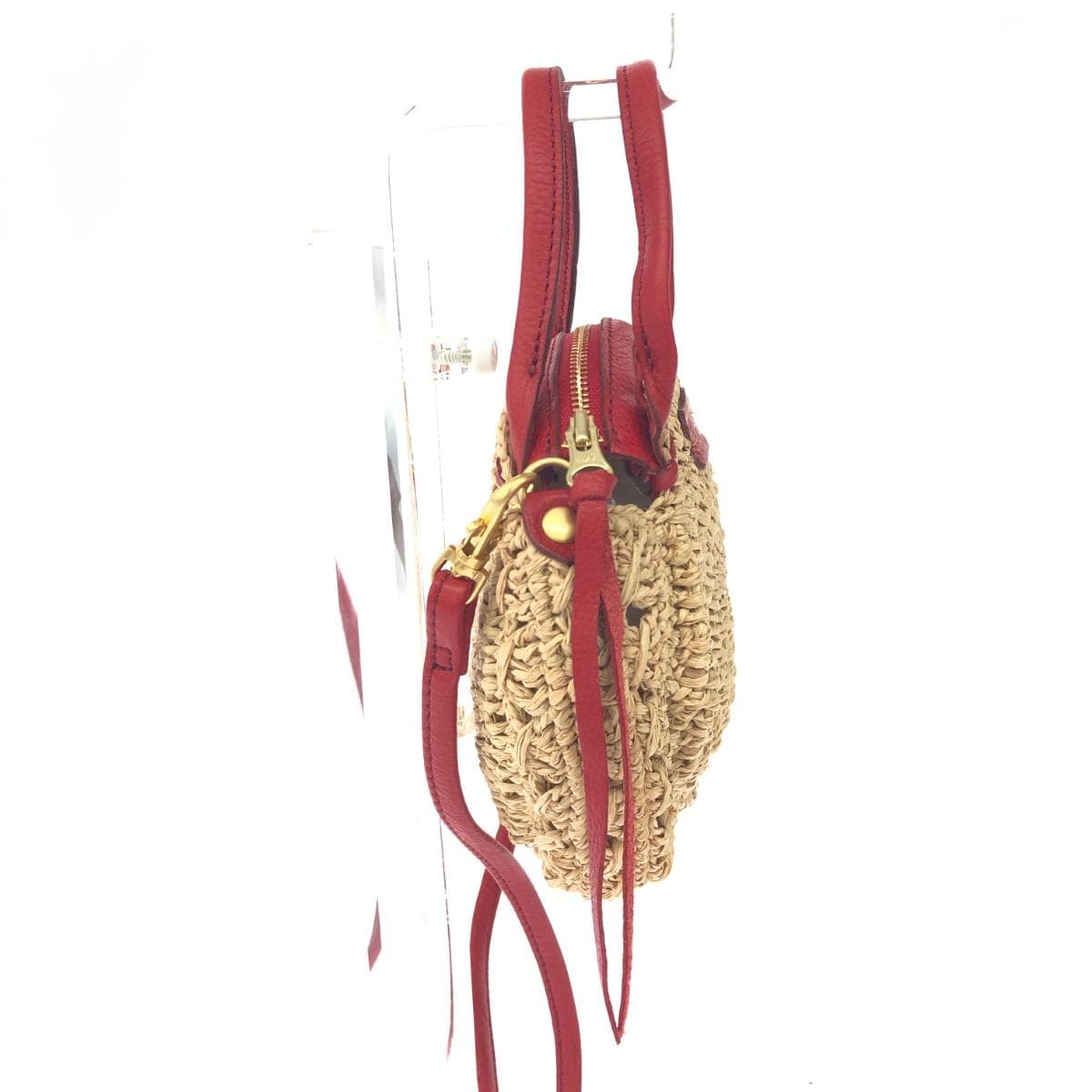 IBIZA Ibiza 2WAY Bag Red/Beige Raffia × Leather Parts Women's Multifunctional Bag 2