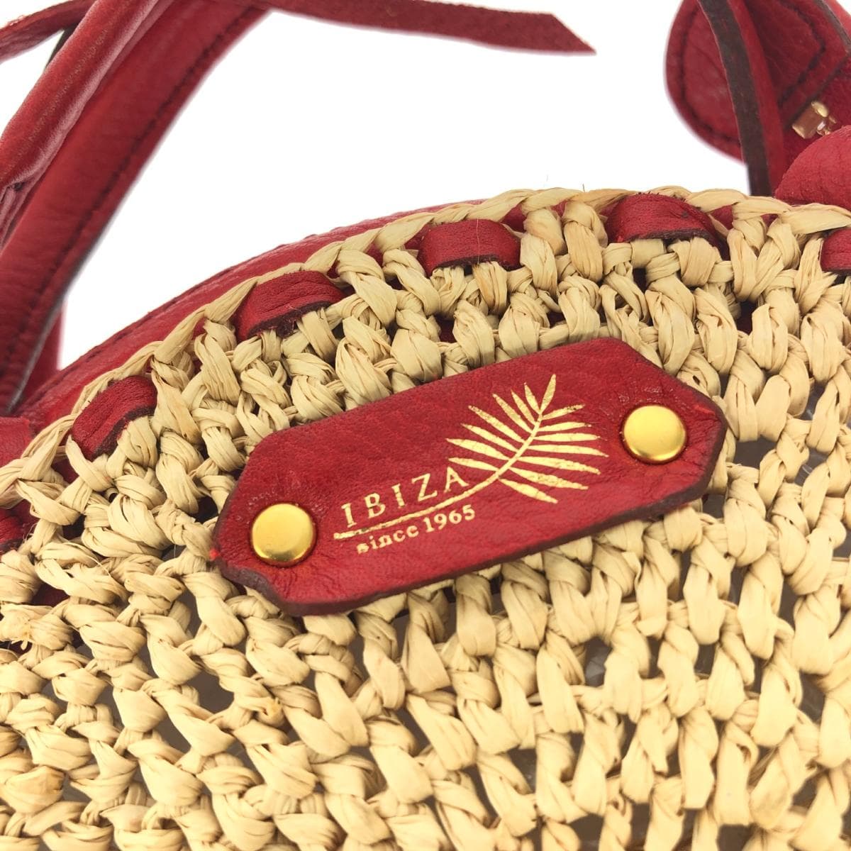 IBIZA Ibiza 2WAY Bag Red/Beige Raffia × Leather Parts Women's Multifunctional Bag 6