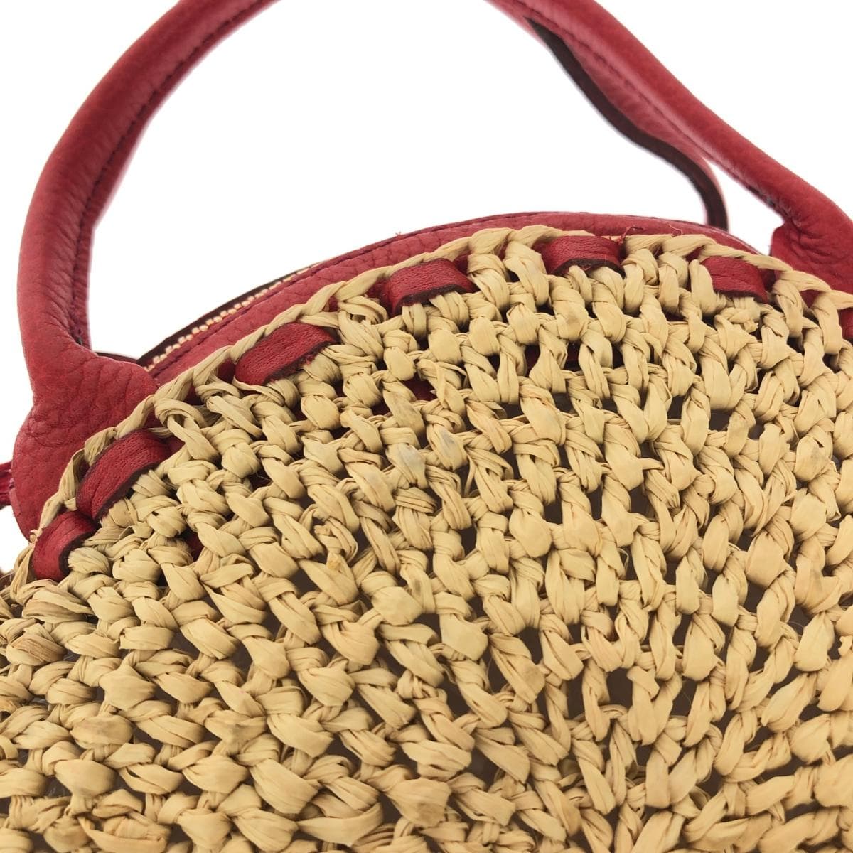 IBIZA Ibiza 2WAY Bag Red/Beige Raffia × Leather Parts Women's Multifunctional Bag 8