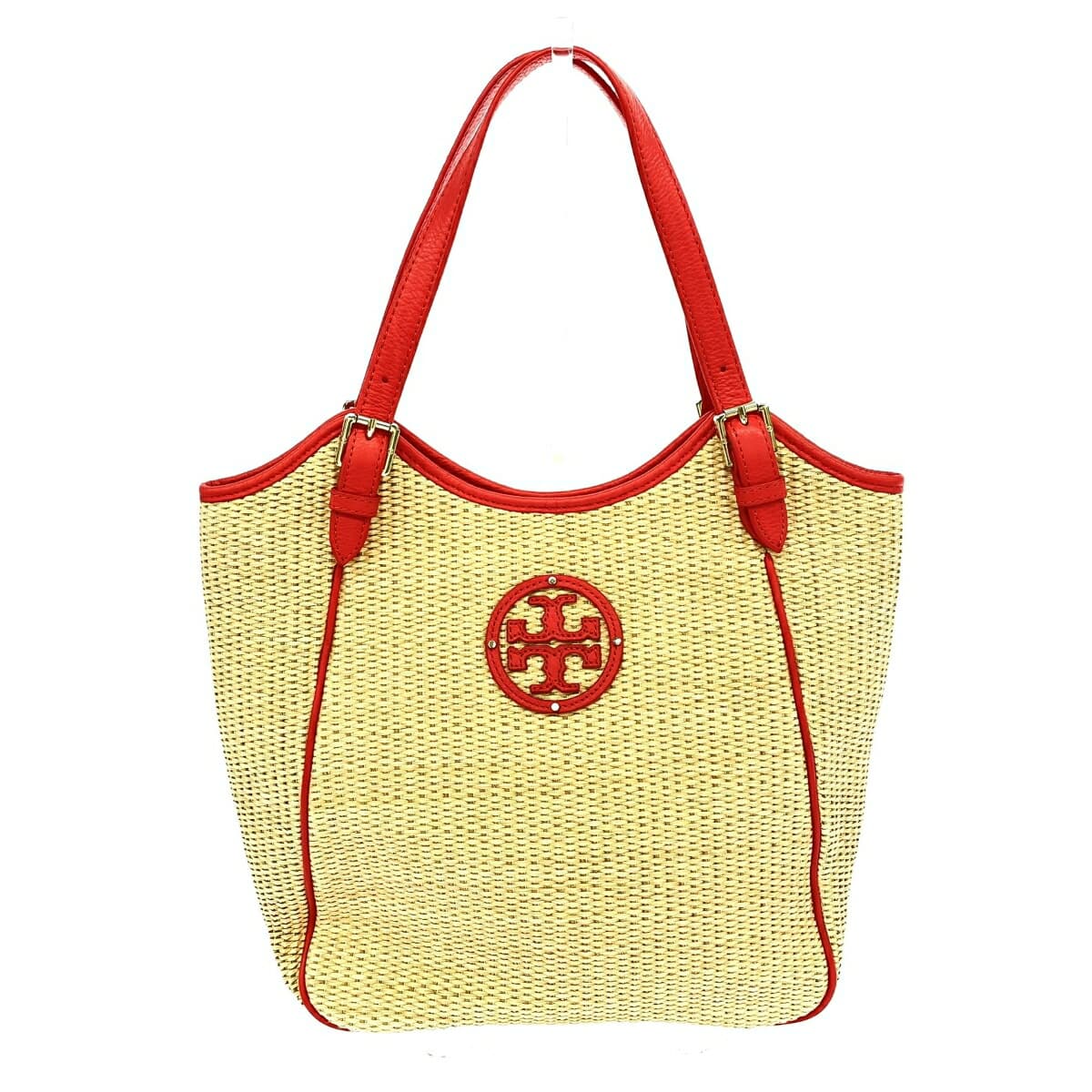 TORYBURCH Tote Bag Woven Bag Orange/Beige Women's Bag