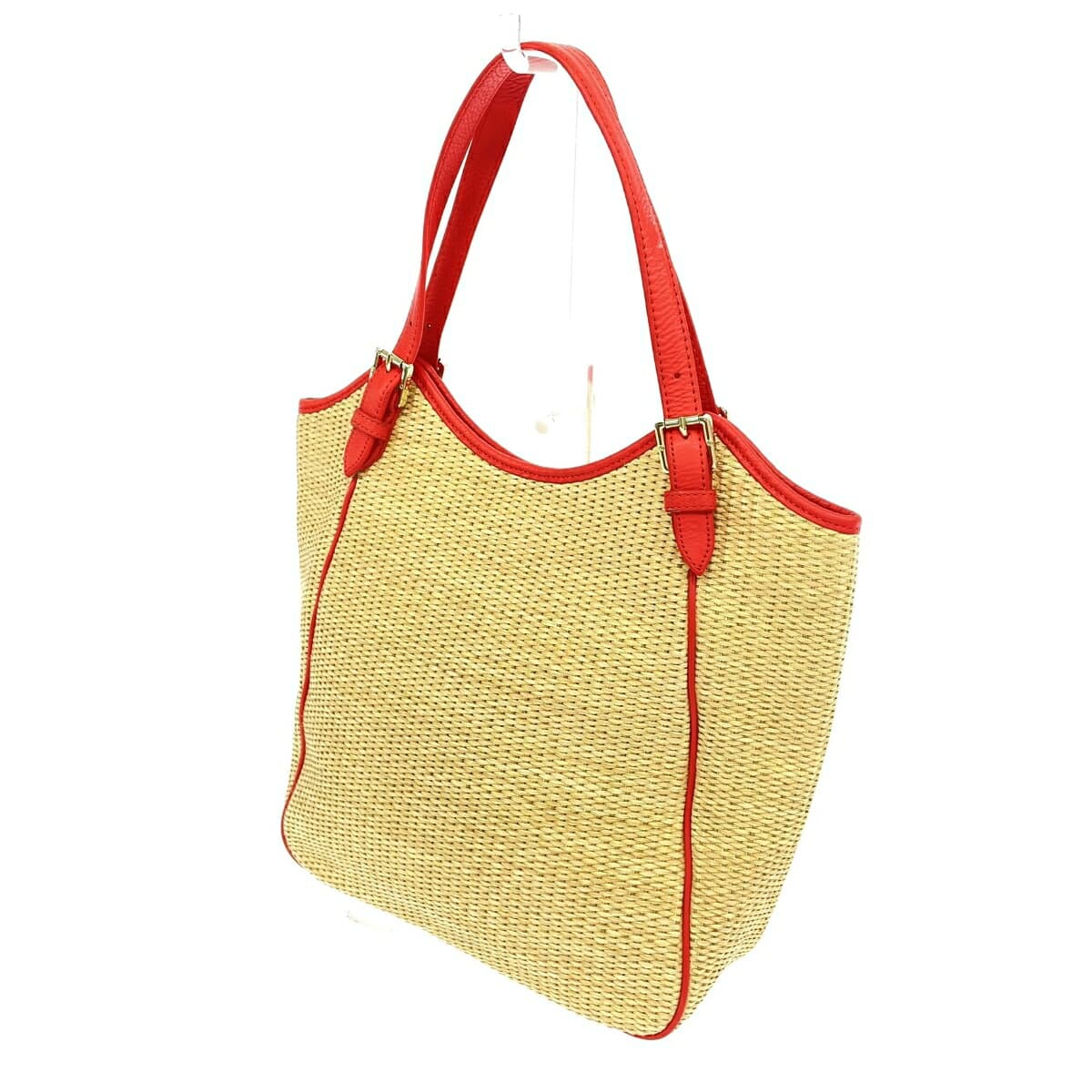TORYBURCH Tote Bag Woven Bag Orange/Beige Women's Bag 3