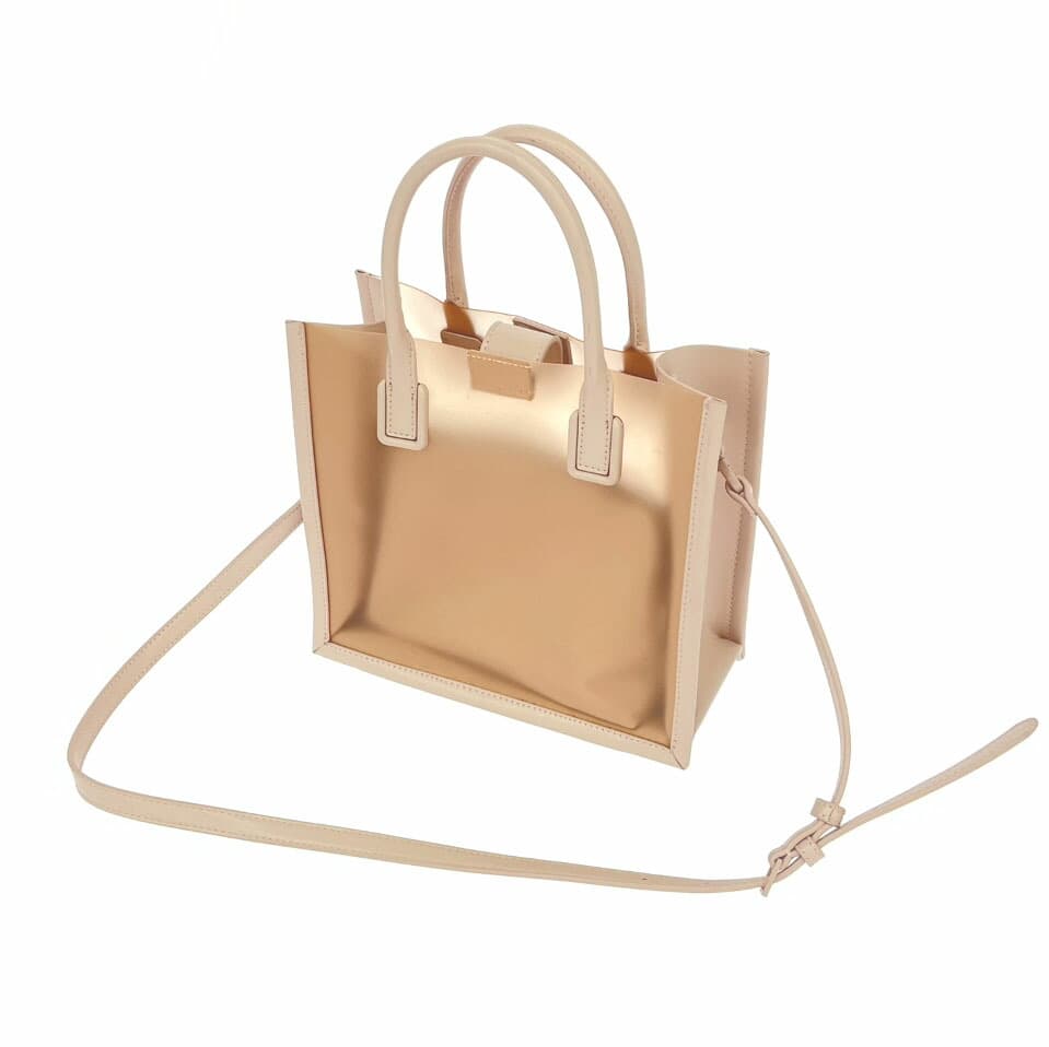 CHARLES&KEITH 2WAY Handbag Beige Vinyl × PVC Women's bag 3