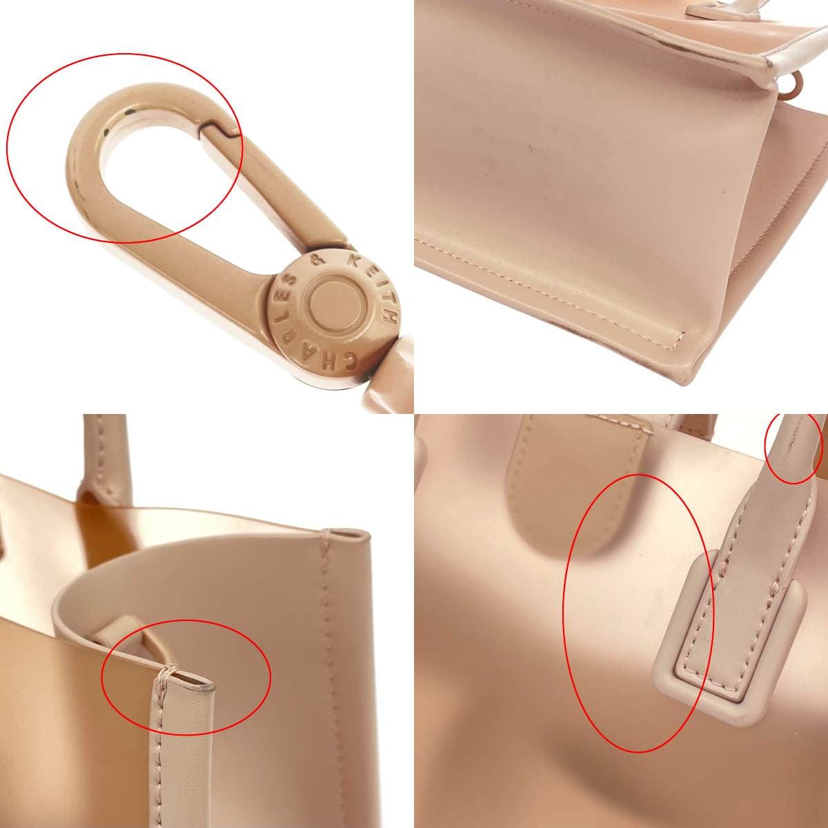 CHARLES&KEITH 2WAY Handbag Beige Vinyl × PVC Women's bag 8