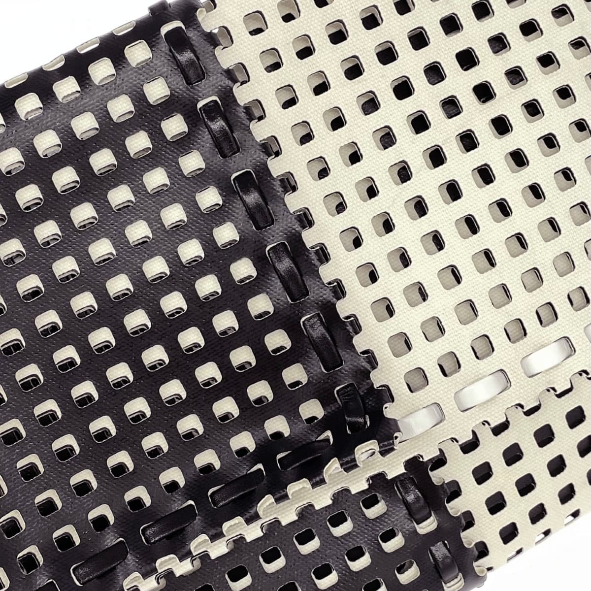 ISSEY MIYAKE Shoulder Tote Bag Good Condition IM41-AG21 Ivory x Black Leather Mesh Ladies Bag 6