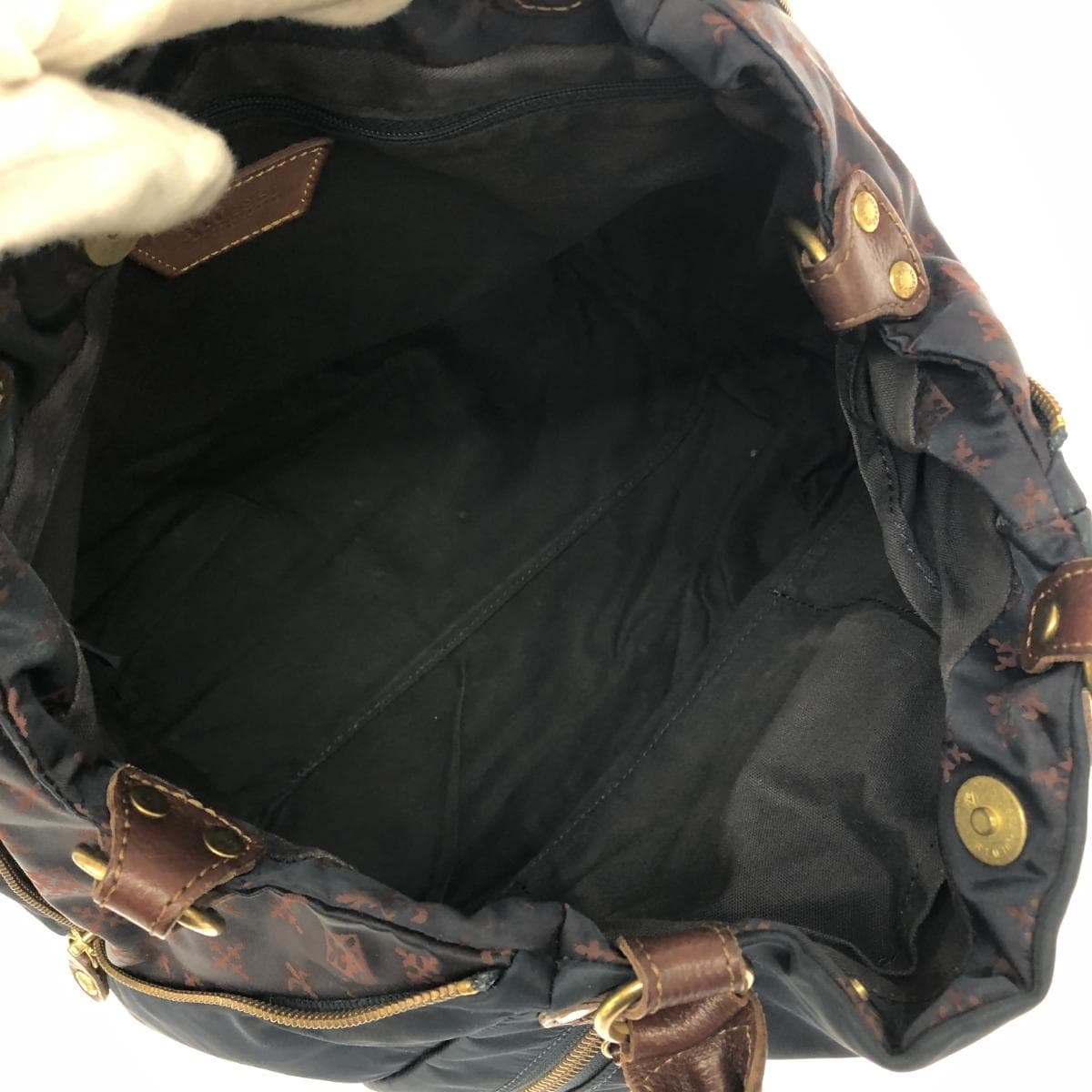 Russet 2WAY bag navy nylon side zip ladies multifunctional bag 6