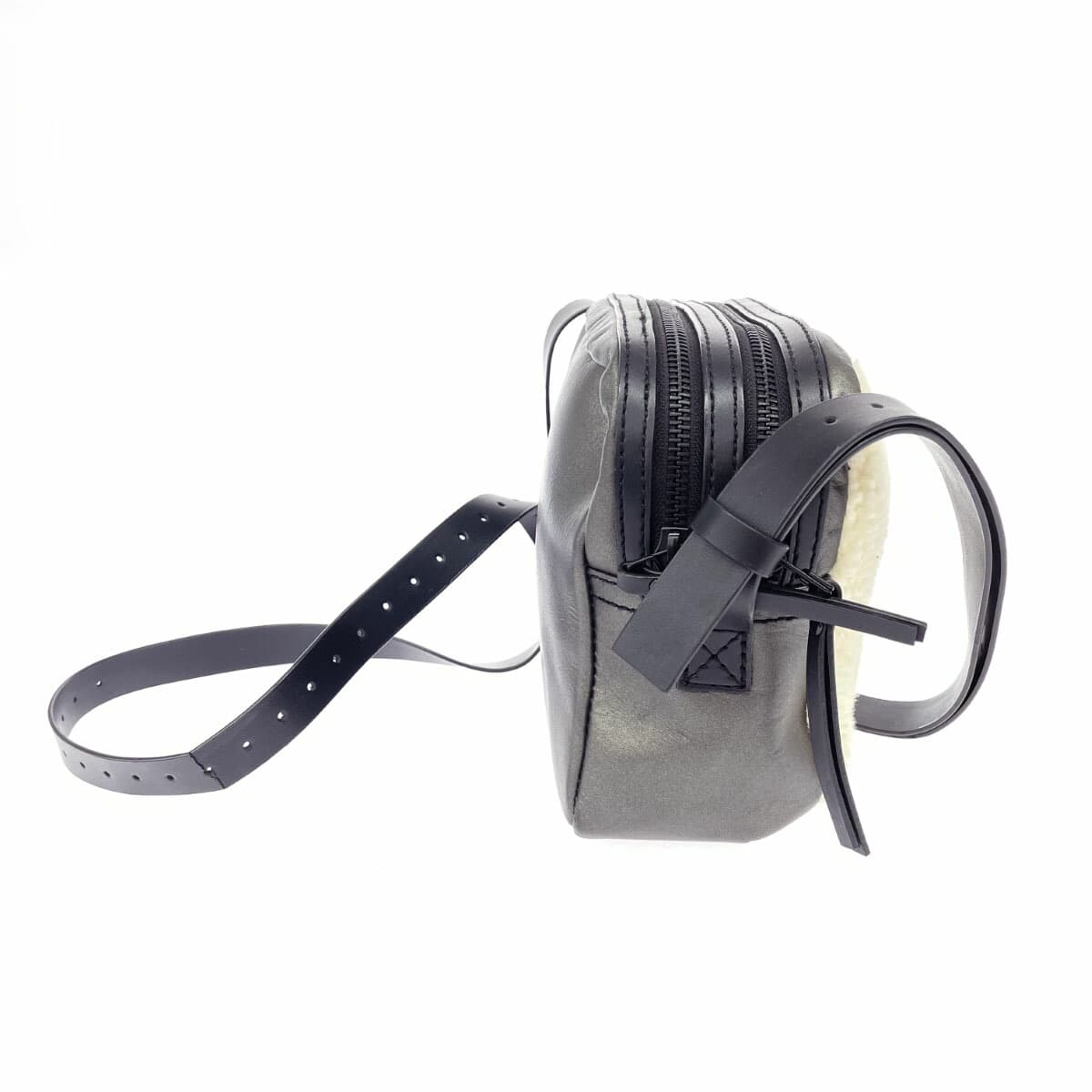 G-STAR RAW shoulder bag in good condition, metallic gray × ivory, leather, boa, women's crossbody bag 2