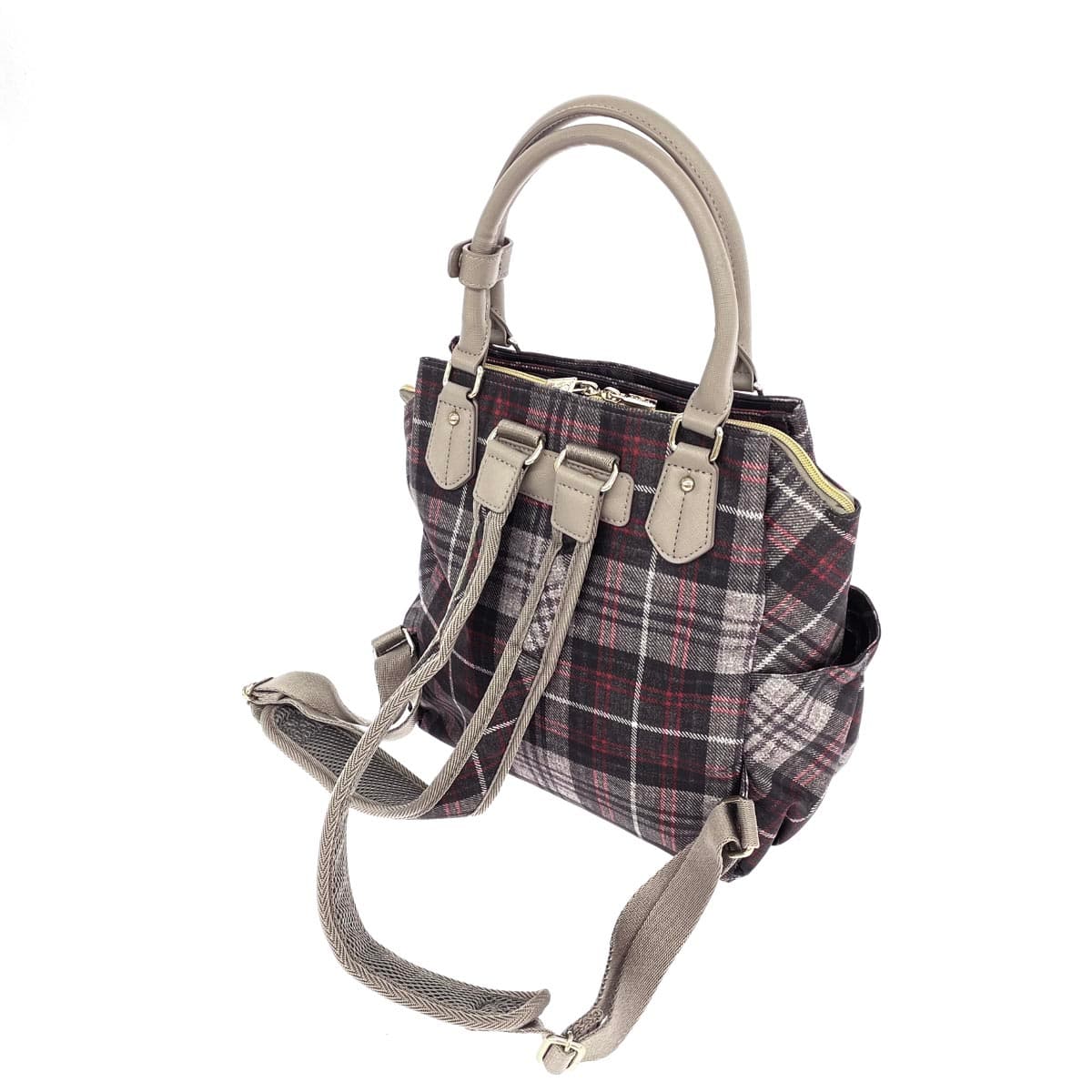 Kinloch Anderson 2WAY Backpack in Excellent Condition, Check/Nylon, Gray, Women's 3