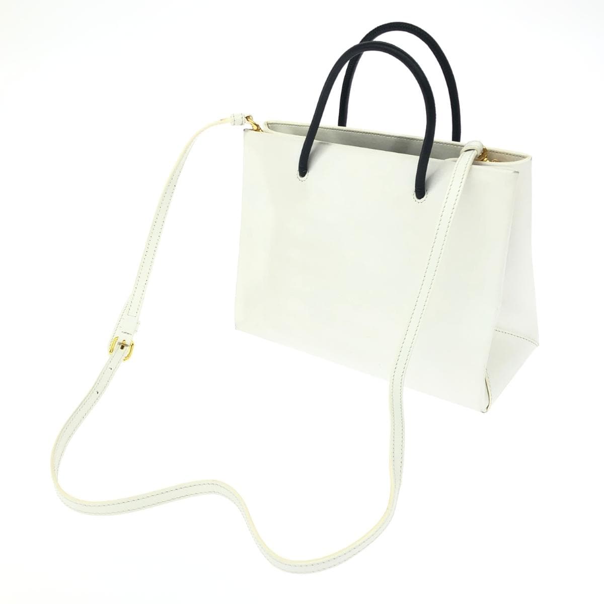 MOSCHINO 2WAY Bag Shopper / Leather White Ladies 3