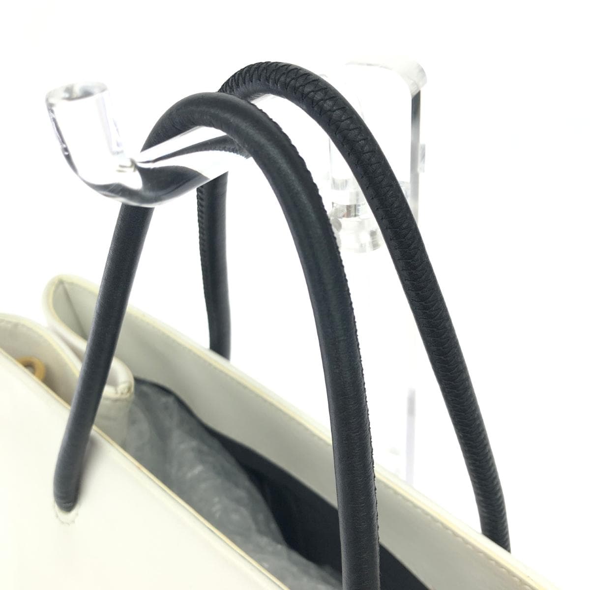 MOSCHINO 2WAY Bag Shopper / Leather White Ladies 4