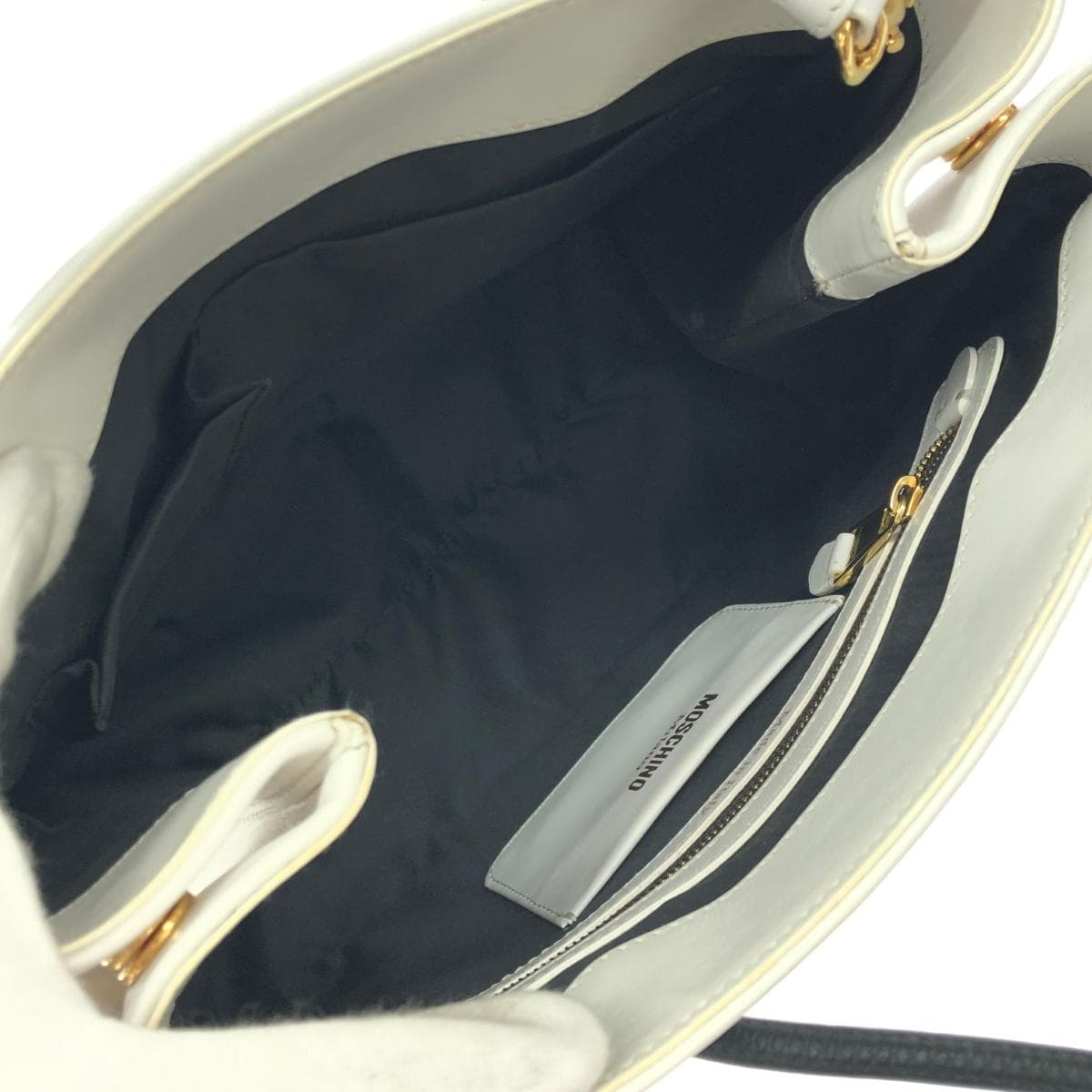 MOSCHINO 2WAY Bag Shopper / Leather White Ladies 6