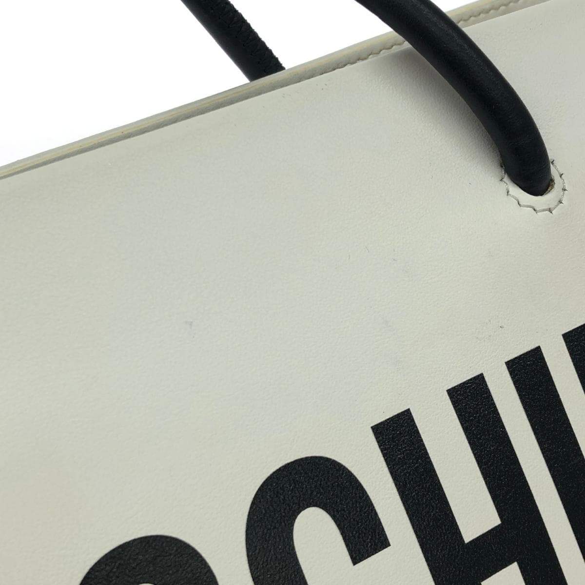 MOSCHINO 2WAY Bag Shopper / Leather White Ladies 9