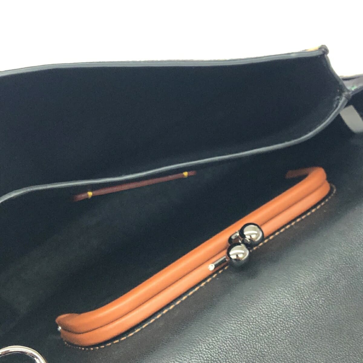 COACH Dinky 24 in excellent condition, floral pattern/turn lock/hair-on leather 38208, black, for women 6