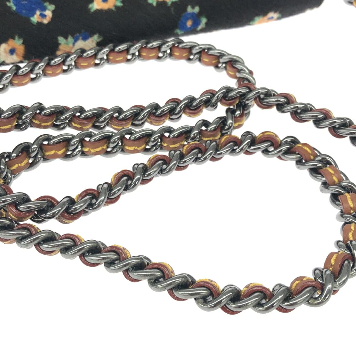 COACH Dinky 24 in excellent condition, floral pattern/turn lock/hair-on leather 38208, black, for women 8