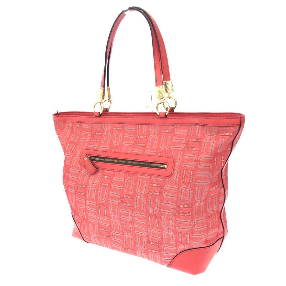 U by Ungaro tote bag in excellent condition, all-over logo/jacquard/coral pink for ladies 3