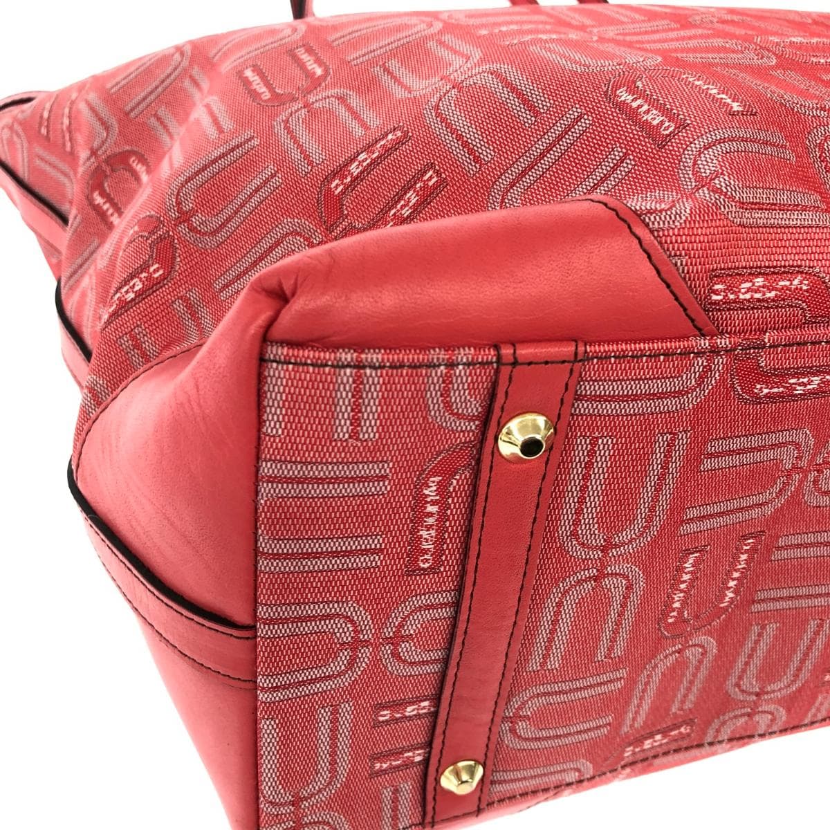 U by Ungaro tote bag in excellent condition, all-over logo/jacquard/coral pink for ladies 8