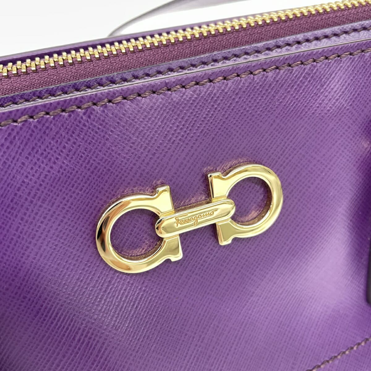 Salvatore Ferragamo 2WAY bag Gancini leather purple for ladies 8