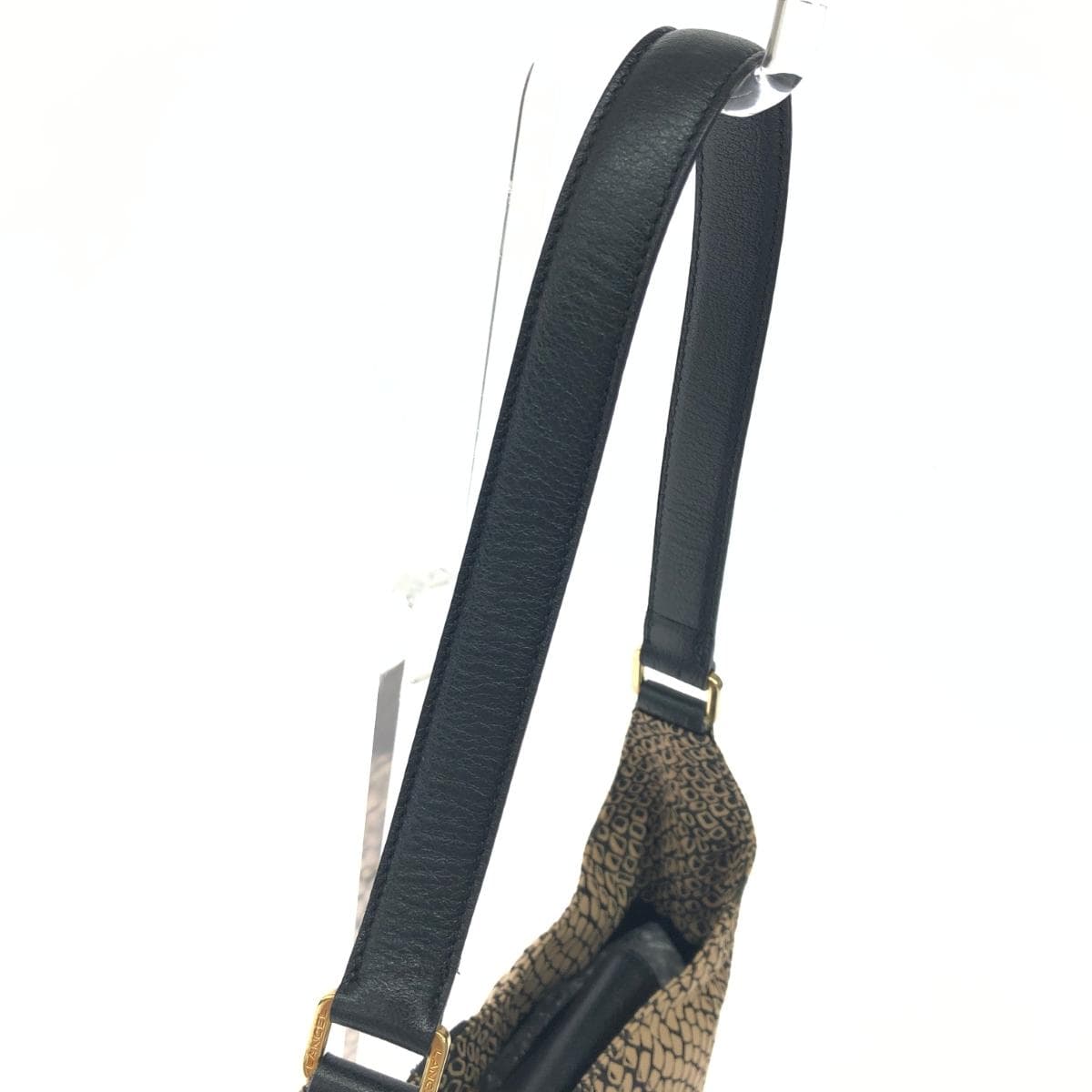 LANCEL One Shoulder Vintage Leather Black/Brown Ladies 4