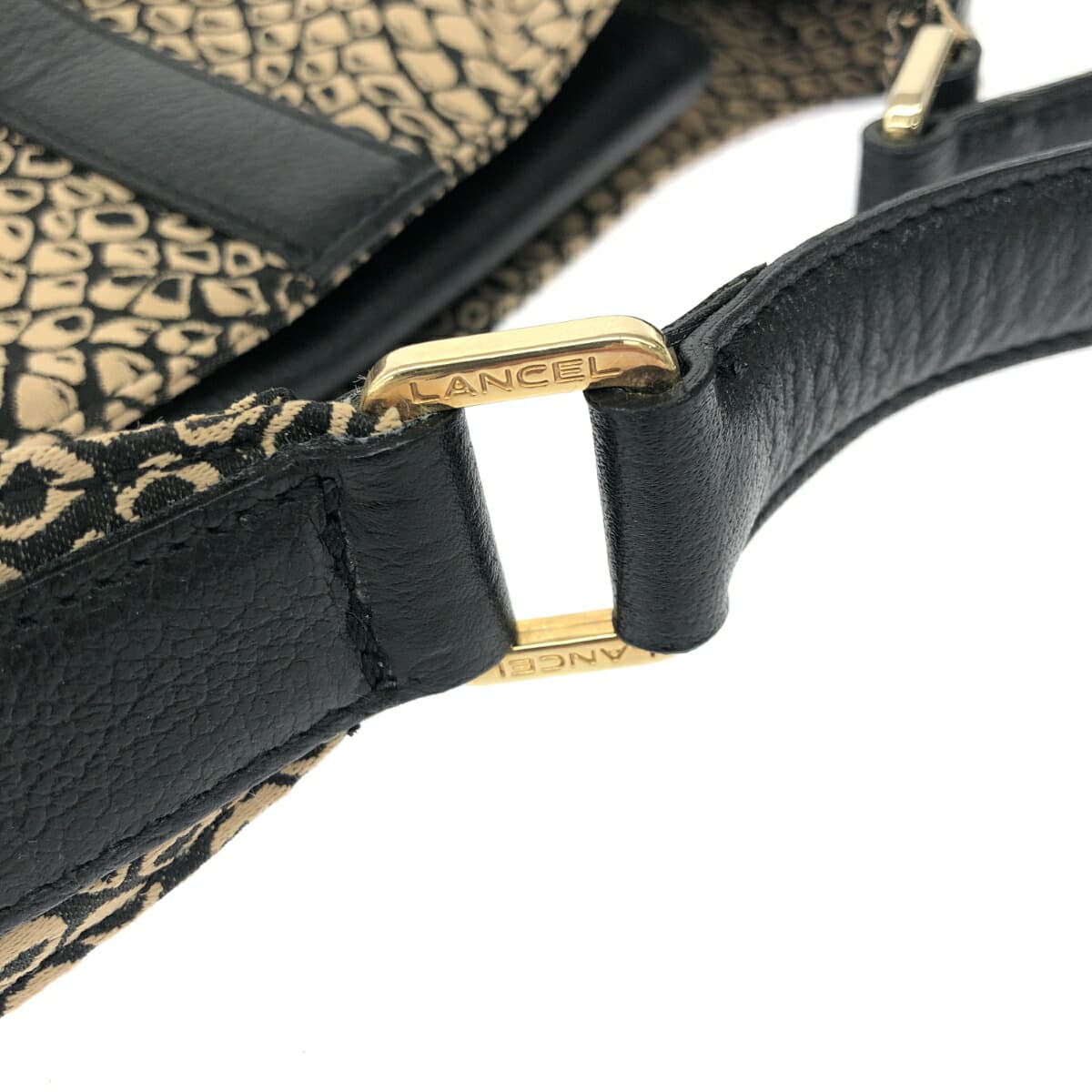 LANCEL One Shoulder Vintage Leather Black/Brown Ladies 7