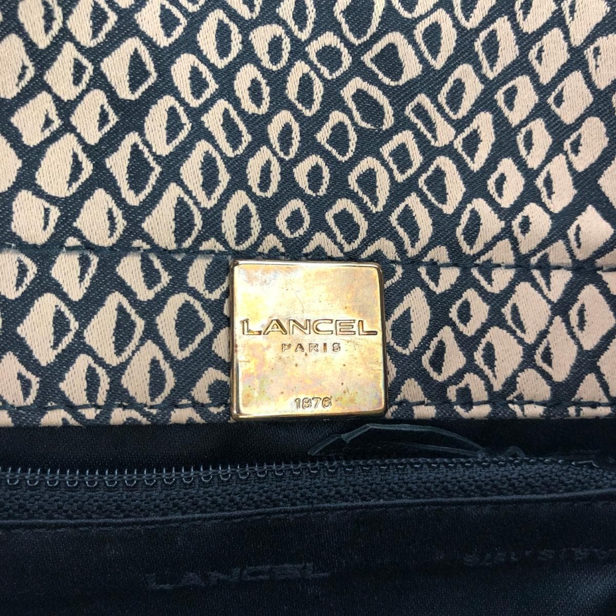 LANCEL One Shoulder Vintage Leather Black/Brown Ladies 8