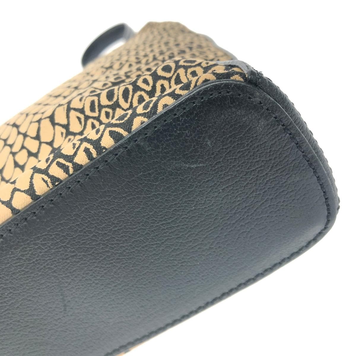 LANCEL One Shoulder Vintage Leather Black/Brown Ladies 9