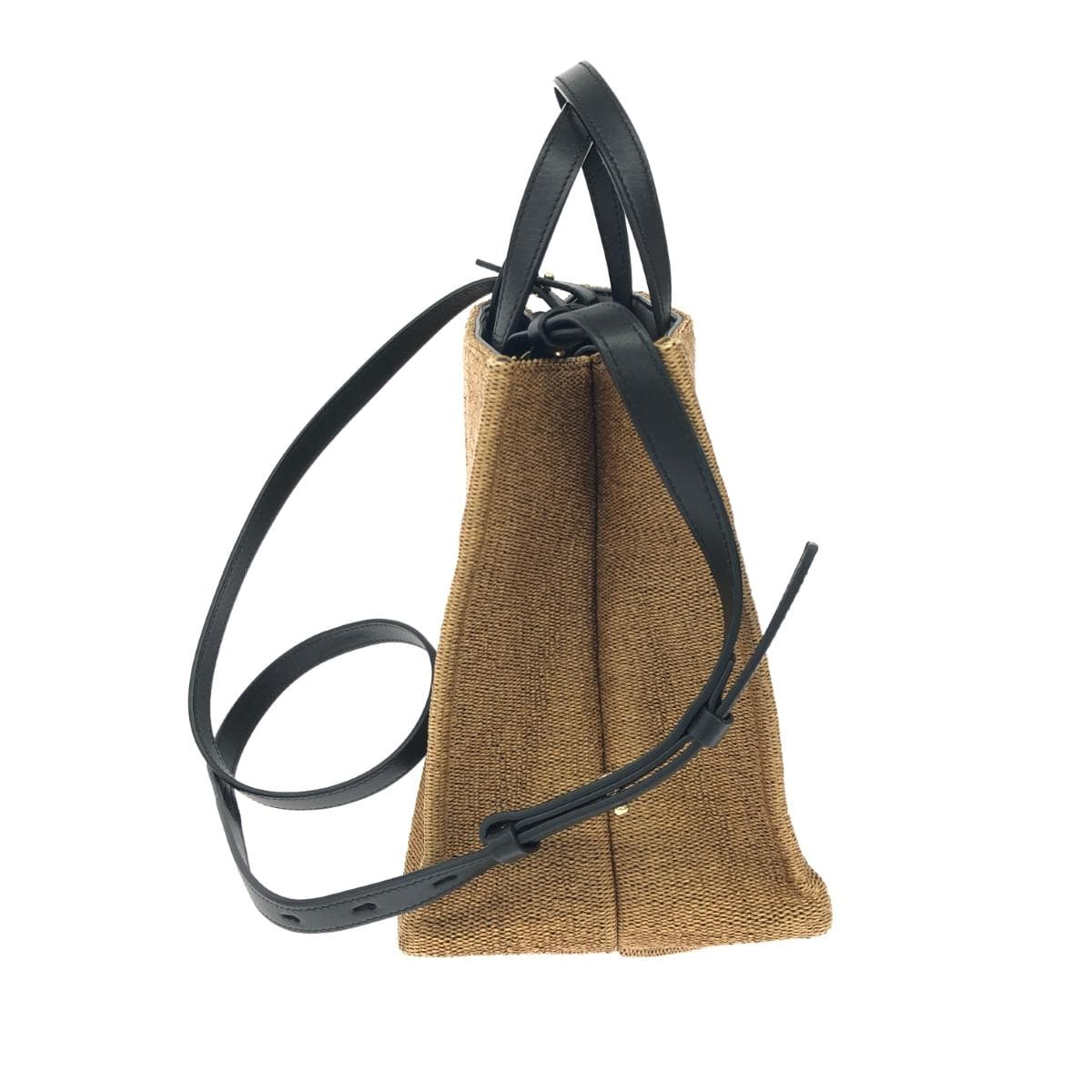 Salvatore Ferragamo 2WAY bag in excellent condition, logo raffia, black/beige, women's 2