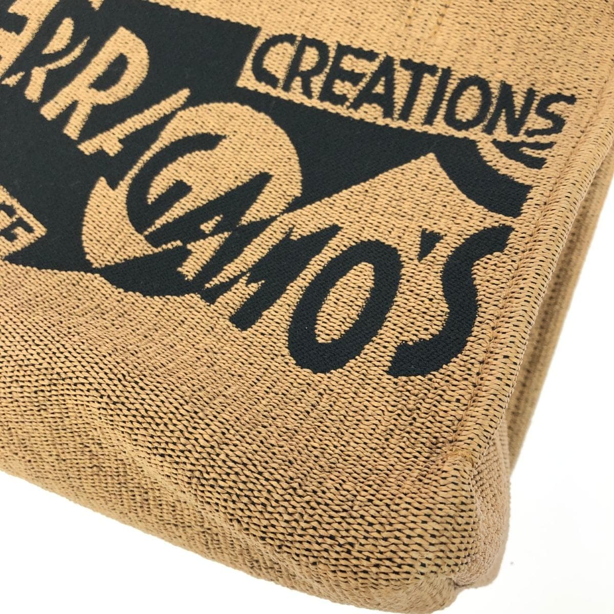 Salvatore Ferragamo 2WAY bag in excellent condition, logo raffia, black/beige, women's 8