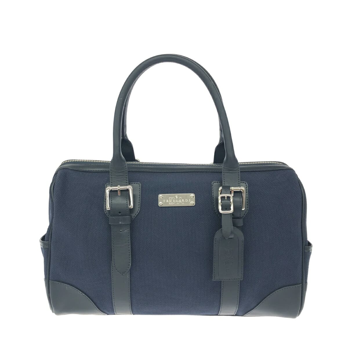 TRUSSARDI Boston Bag Logo Plate/Canvas Navy Unisex